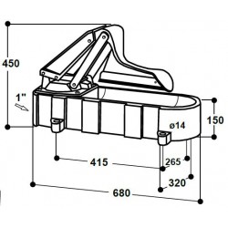 Dimensiones en mm del bebedero con bomba para ganado vacuno y equino SUEVIA modelo 454